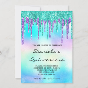 Convites Colorido Brilho Iridescente Quinceañera