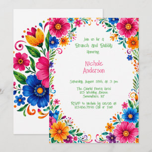 Convites Colorido Brunch Floral Mexicano e Espumante