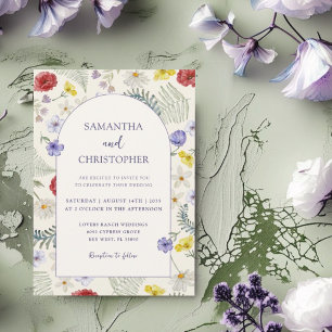 Convites Colorido Casamento de Flores Silvestres & Folhagen