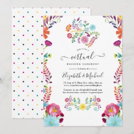 Convites Colorido Casamento Virtual de Fiesta Floral Mexica