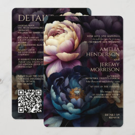 Convites Colorido Floral Temperamental com Código QR