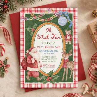 Convites Colorido Oh Que Diversão Aniversário de Natal de 1