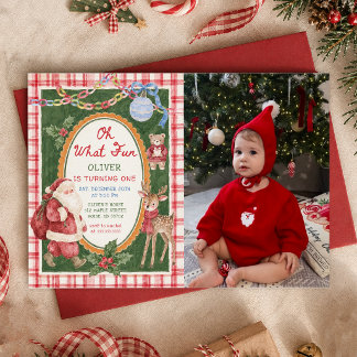 Convites Colorido Oh Que Diversão Natal Primeiro Aniversári