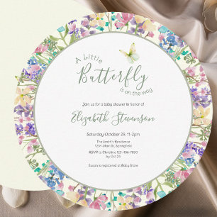 Convites Colorido Pequeno Borboleta Floral Baby Shower 