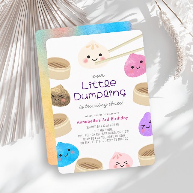 Convites Colorido Pequeno Dumpling Kawaii Aniversário (Criador carregado)