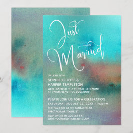 Convites Colorido Script Abstrato Aquarela Recém-Casados
