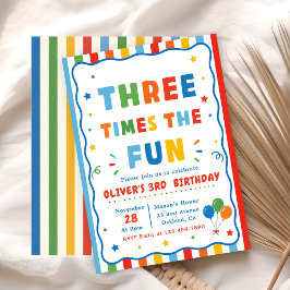 Convites Colorido Três Vezes O Fun 3º Aniversário