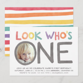 Convites Coloridos ao primeiro aniversario Arco-Ír