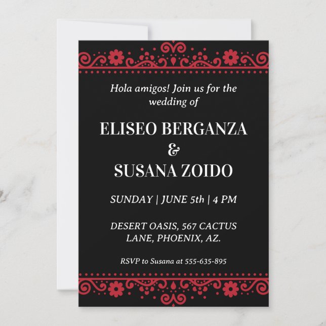 convites coloridos para casamento méxico mexicano (Frente)
