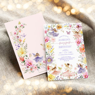 Convites Colorir Fada de Fada de Flor Selvagem Primeiro pri