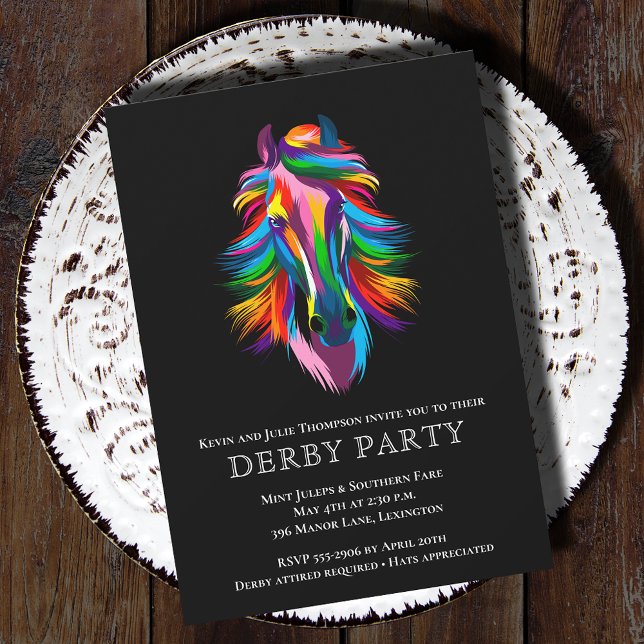 Convites Colorir Partido Racecavalo Derby (Colorful racehorse Derby party invitations - PRINTED and/or INSTANT DOWNLOAD)