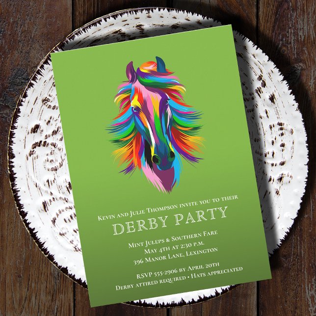 Convites Colorir Partido Racecavalo Derby (Colorful racehorse Derby party invitations - PRINTED and/or INSTANT DOWNLOAD)