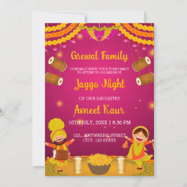 Convites Colourful Jaggo night Invitation Card