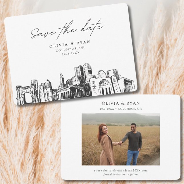 Convites Columbus Wedding Modern Salvar Data (Columbus Wedding Save the Date)