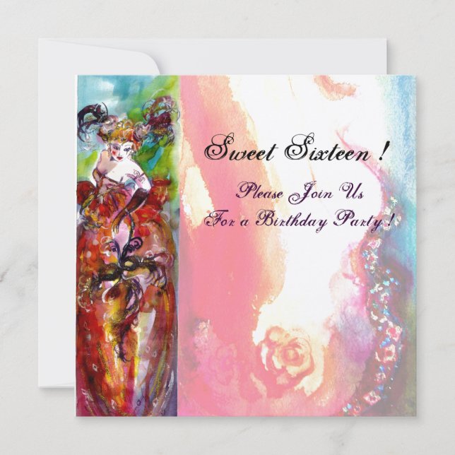 Convites COLUNA, Doce Festa de 16 Mascarada, ouro (Frente)