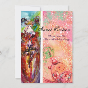 Convites COLUNA, Doce Festa de 16 Mascarada, Ouro rosa