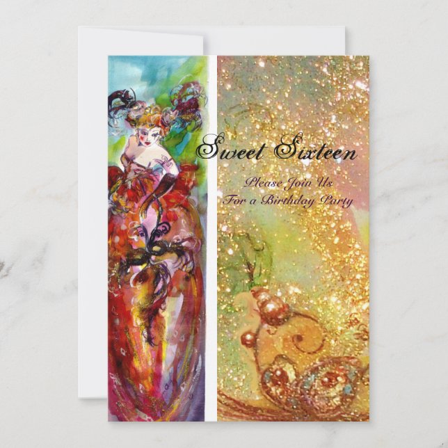 Convites COLUNA,Doce Sessenta e Mascarada, amarelo (Frente)