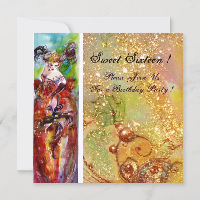 Convites COLUNA,Doce Sessenta e Mascarada, amarelo (Frente)