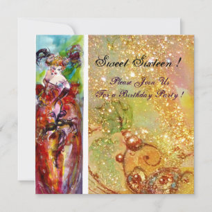 Convites COLUNA,Doce Sessenta e Mascarada, amarelo