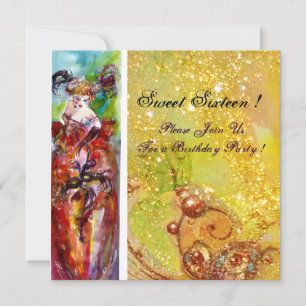 Convites COLUNA,Doce Sessenta e Mascarada, amarelo