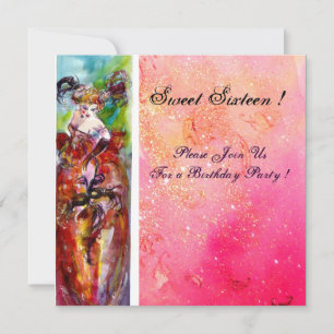 Convites COLUNA, Doce Sessenta Mascarada, fuchsia