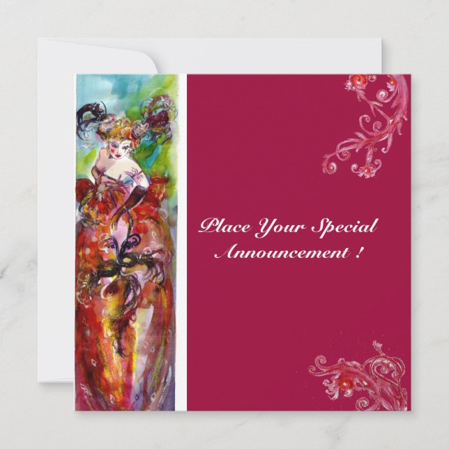 Convites COLUNA,Mardi Gras, Doce 16 Festa de Mascarada (Frente)