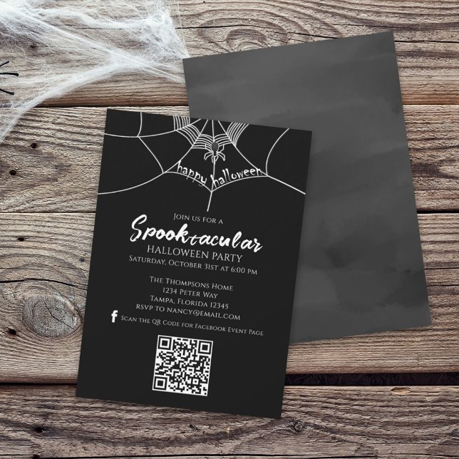 Convites Coluna Spooktacular do Halloween Código QR Mídia S (Criador carregado)