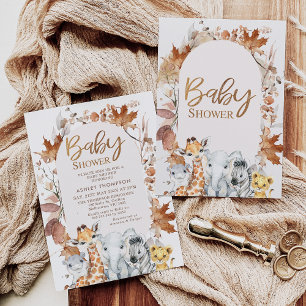 Convites Colunas do outono Foliage Safari Chá de fraldas