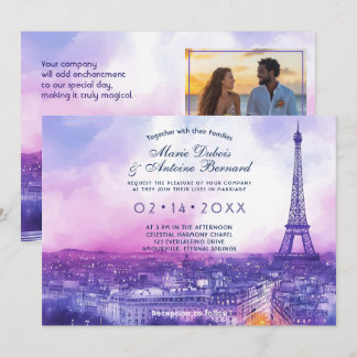 Convites Com a FOTO no fundo Amour Éternel à la Parisienne