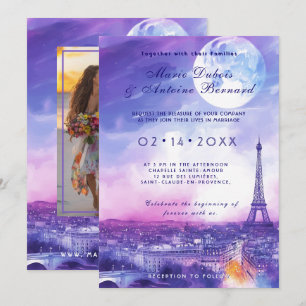 Convites Com a FOTO no fundo Amour Éternel à la Parisienne