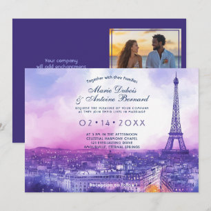 Convites Com a FOTO no fundo Amour Éternel à la Parisienne