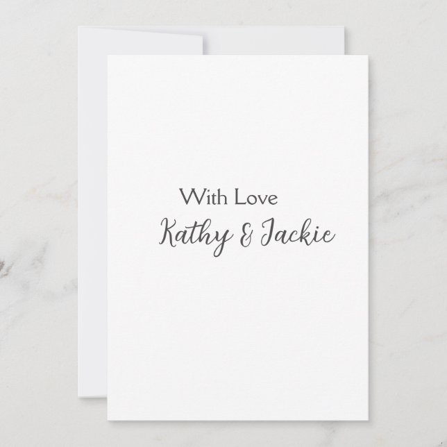 Convites Com amor adicione nome de casal casamento simples (Frente)