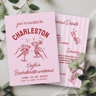 Convites Com Amor De Festa de solteira Rosa