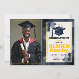 Convites 🎓Com código QR Layout Dividido Aquarela Graduação