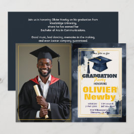 Convites 🎓Com código QR Layout Dividido Aquarela Graduação