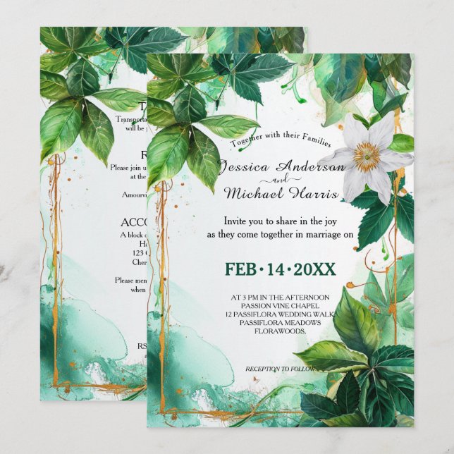 Convites Com DETAILS Passiflora Serenity (Frente/Verso)