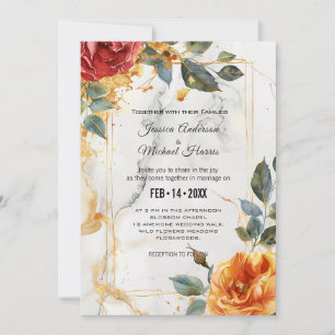 Convites Com detalhes de casamento Marble Dreams: Orange Ro