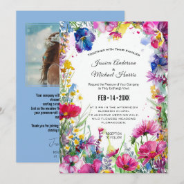 Convites Com foto, Blue Meadow Blooms