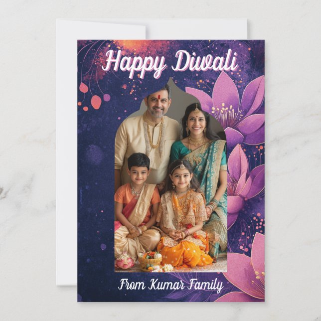 Convites Com Foto e texto personalizado Brilho e lótus, car (Frente)