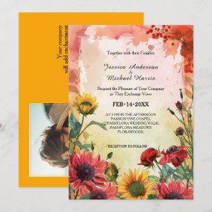 Convites 🌻 com foto: Sunny Petals & Scarlet Blooms