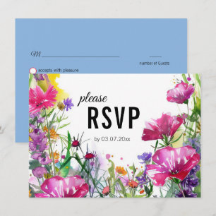 Convites 😍 com menu de casamento Meadow Blooms RSVP