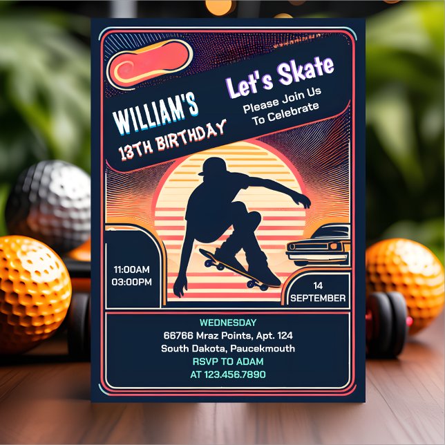 Convites Com o 13 de Skateboard da Zona de Salto de Patinet (Criador carregado)