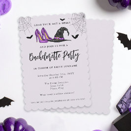 Convites Com O Chapéu E A Bachelorette De Halloween Roxo