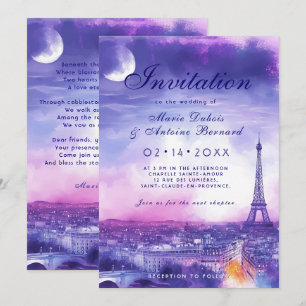 Convites Com o poema Amour Éternel à la Parisienne