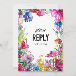 Convites 💍 com pedido de música Meadow Blooms RSVP