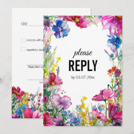 Convites 💍 com pedido de música Meadow Blooms RSVP