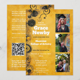 Convites 🎓Com QR Floreio Artístico de Graduação
