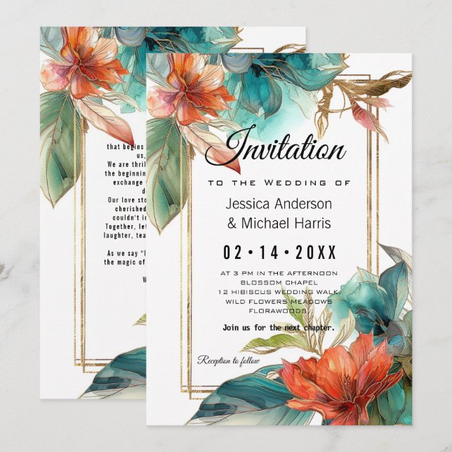 Convites Com texto na parte de trás do paraíso Serenade Hib (Frente/Verso)