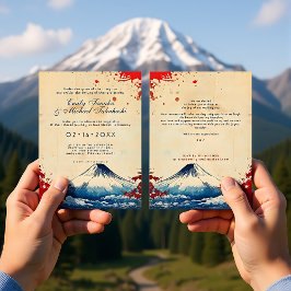Convites Com texto no verso da Harmonia Japonesa com Fuji