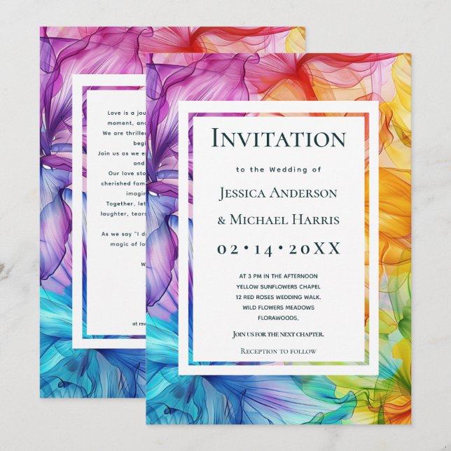 Convites Com texto personalizado no Bloom Ereal traseiro (Frente/Verso)